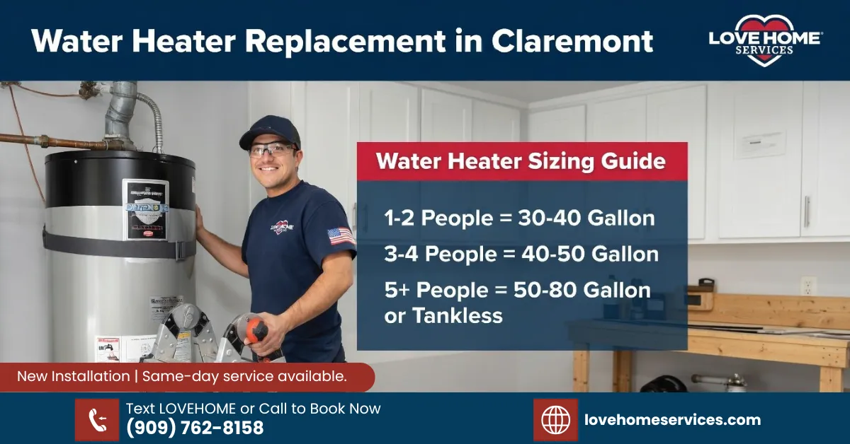 Water Heater Replacement in Claremont, CA | Size Guide