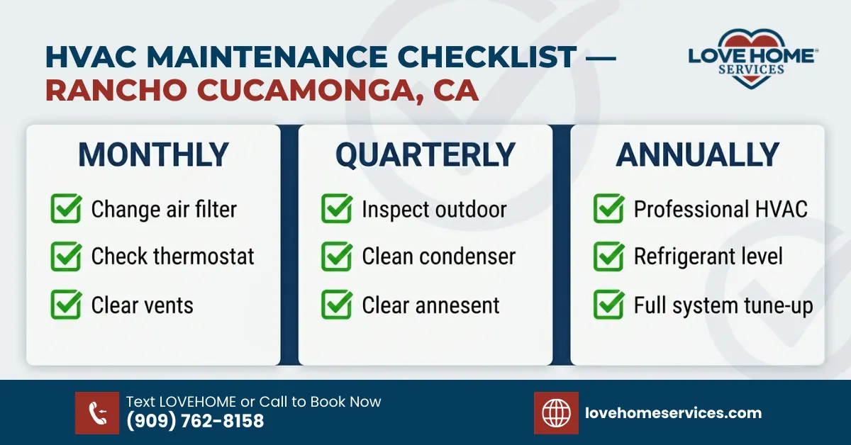 HVAC Maintenance Checklist for Rancho Cucamonga Homeowners | Love Home Services