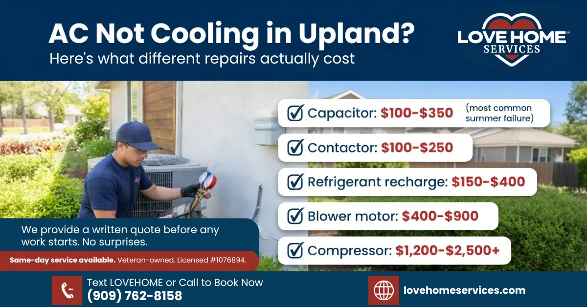 AC repair costs in Upland, CA
